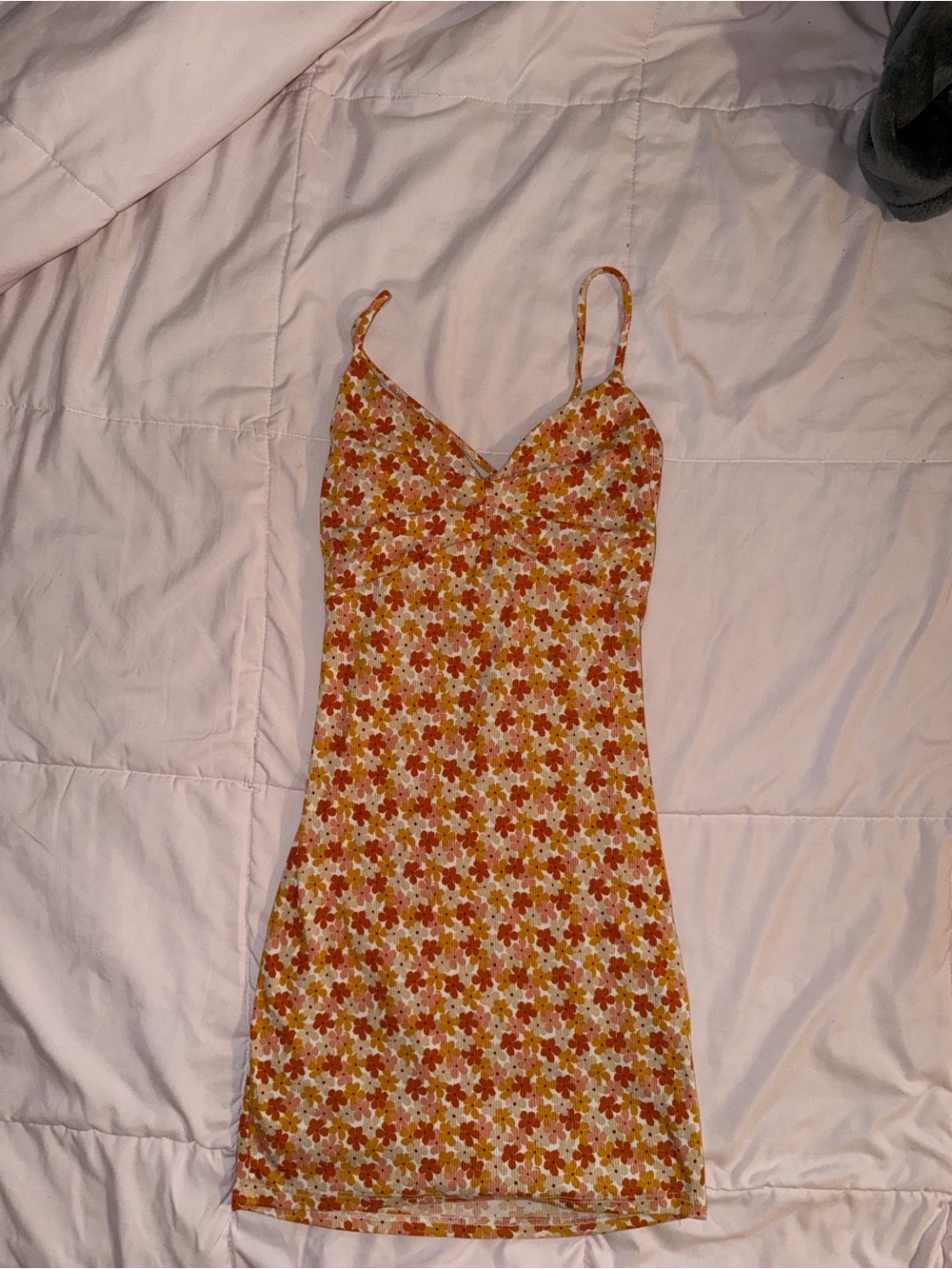 Floral Slip Dress in Rust & Cream